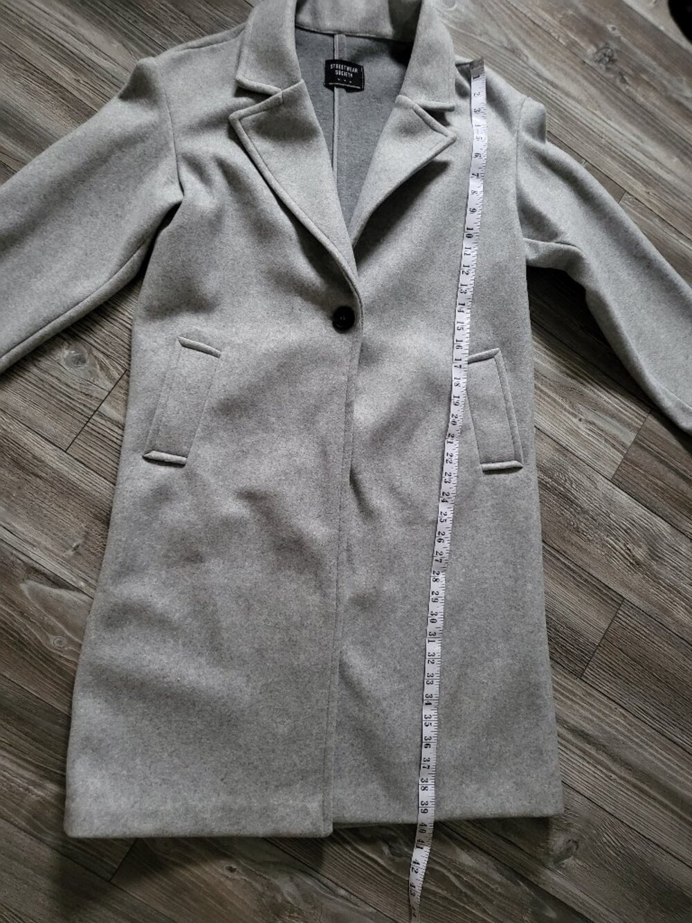 Streetwear Society Grey Overcoat Coat Jacket Medium New Never Worn - Picture 6 of 13